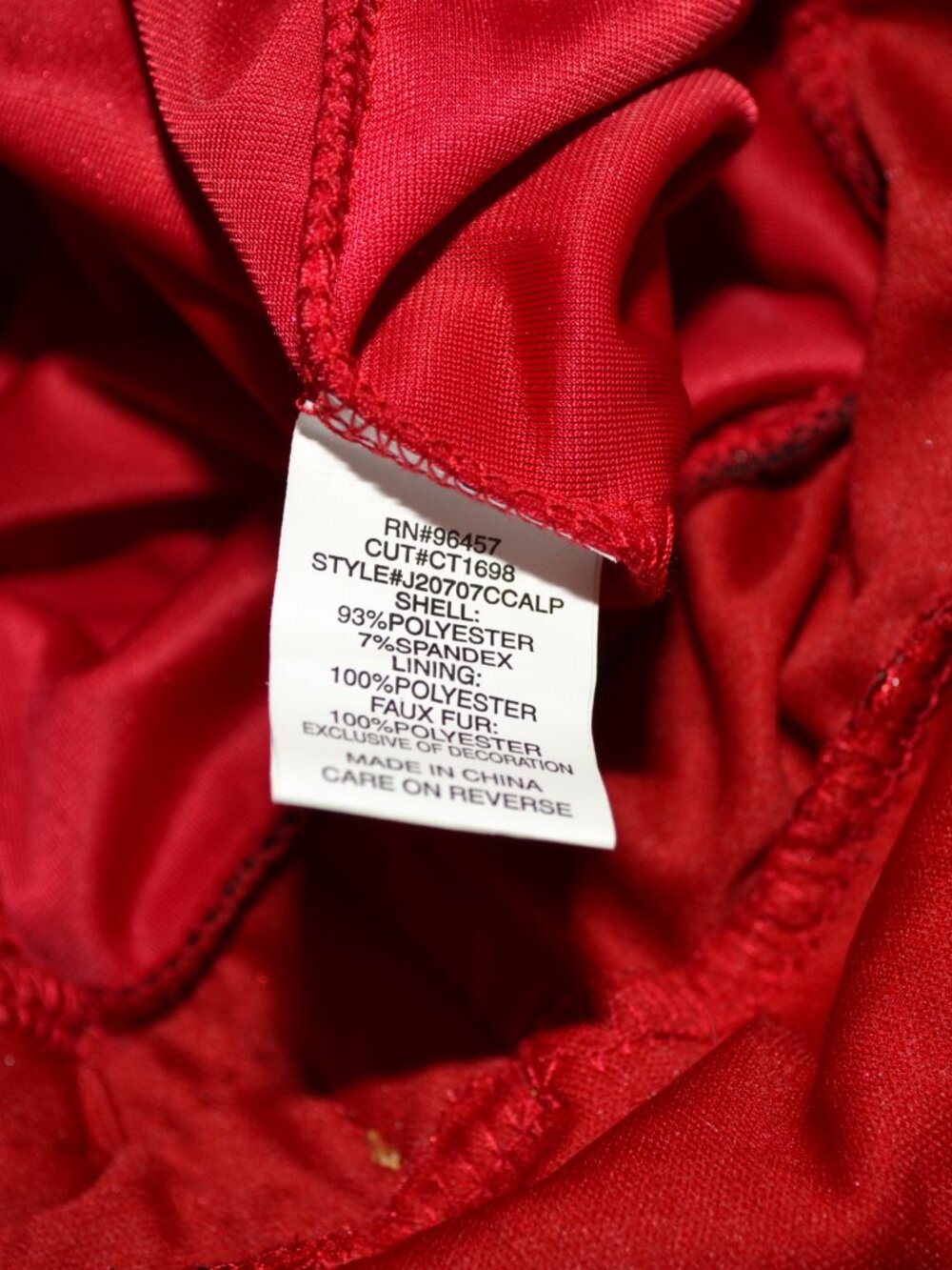 Love on a Hanger Christmas Holiday Jumpsuit Red Sequin Velvet Faux Fur Sz XL - Picture 9 of 9
